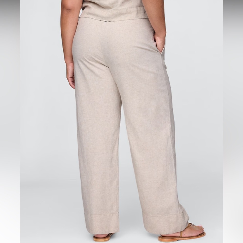 GAP Linen-Blend Pull-On Wide-Leg Pants NWT Tall Size XL - Picture 2 of 2